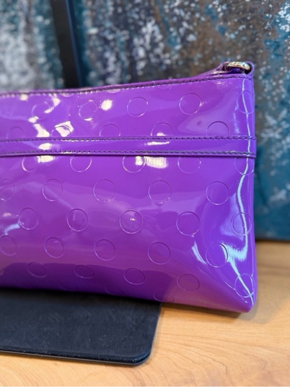 Kate Spade Camellia Street Amy Y2K Barbiecore Patent Bow Crossbody Purple (GUC) - Picture 9 of 10